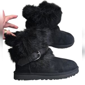 UGG Black Suede Fur Boots